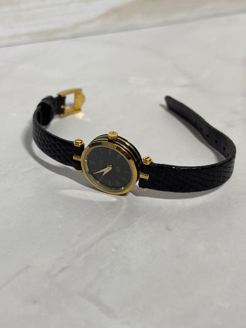 【稼働】GUCCI アナログ腕時計 黒金