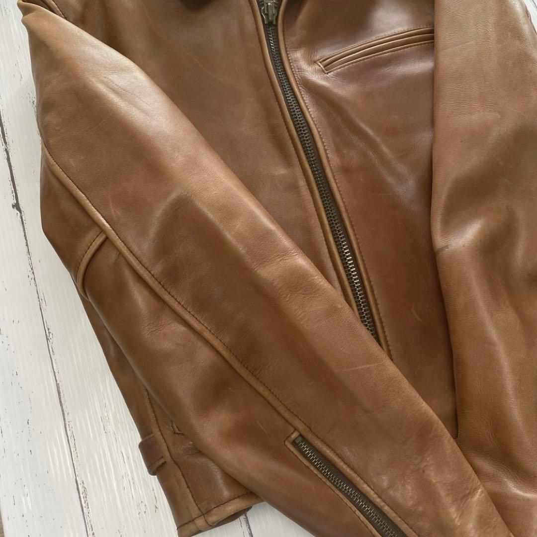 シングルライダース　レザー キャメル　TALON 牛革　ジャケット　ブラウン