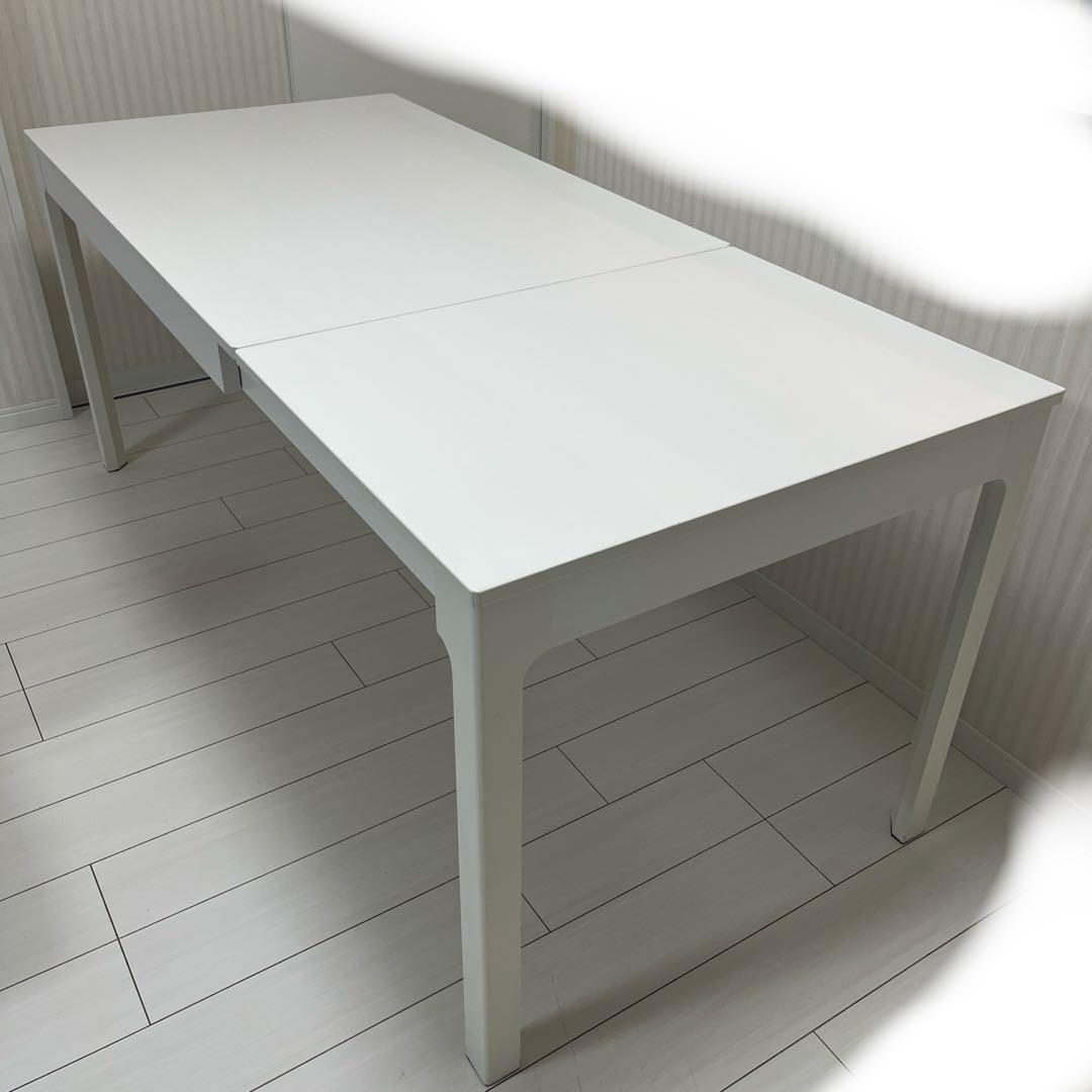 引取り限定　IKEA ホワイト ダイニングテーブル 伸長式