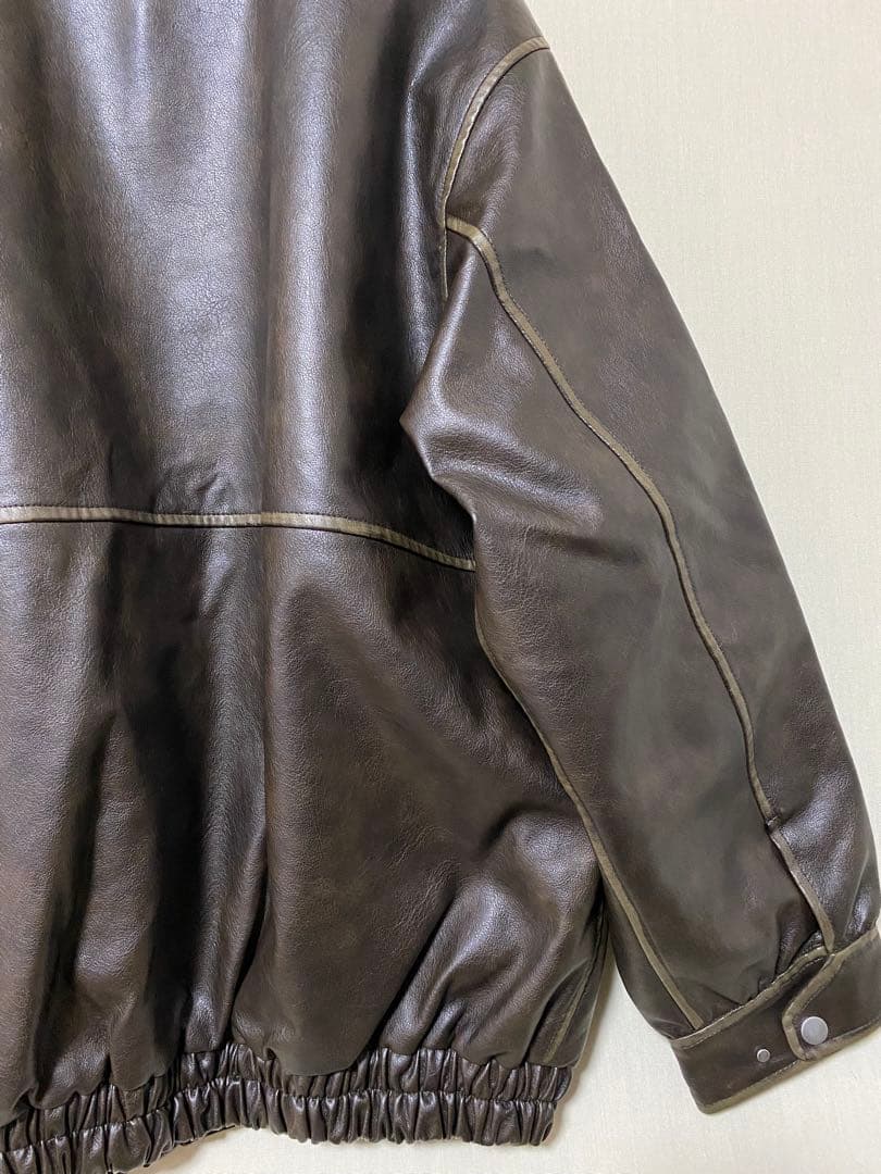 新品　Ray BEAMS フェイクレザー フライト ジャケット　ブラウン　1