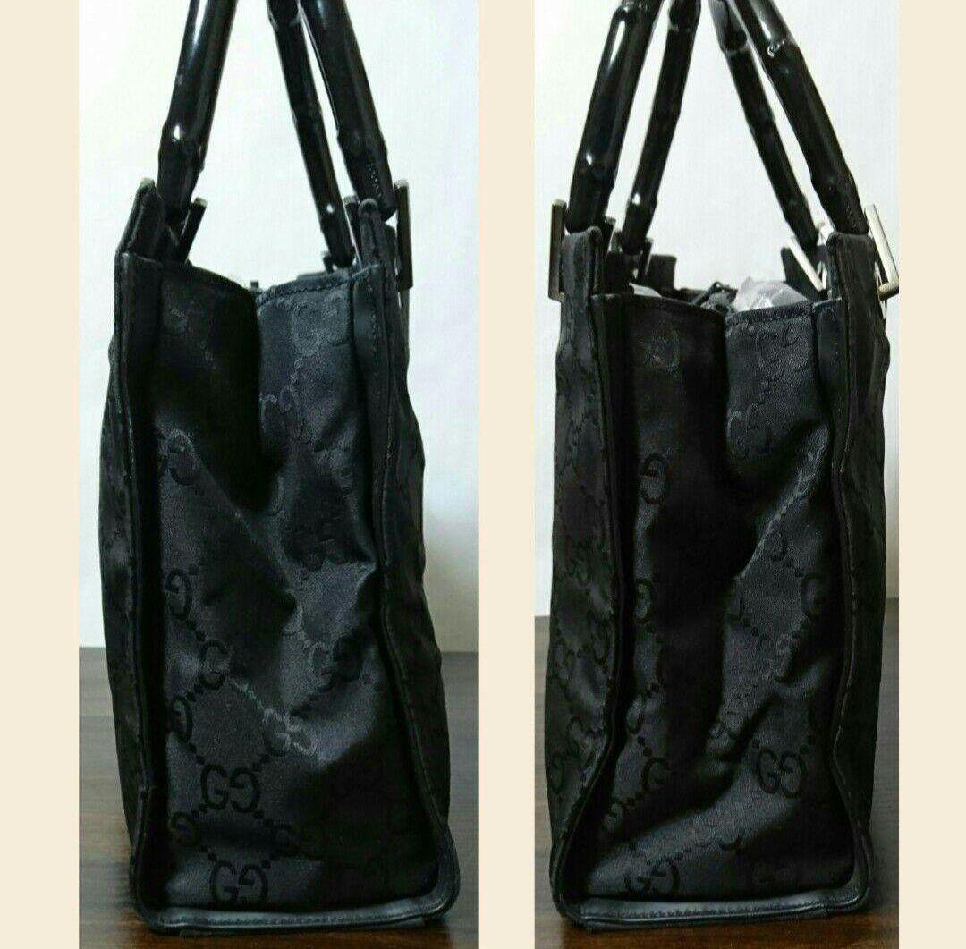 【良品】GUCCI グッチ バンブー トートバッグ GG柄 黒 正規品 男女兼用