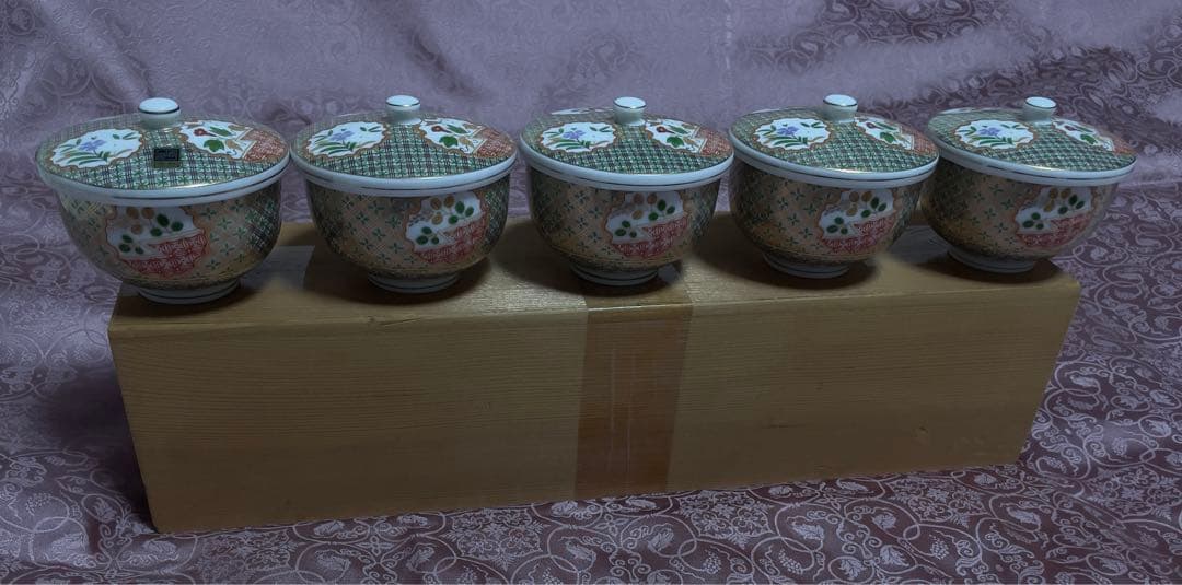 19未使用庫山窯前畑陶器金彩狩衣蓋付煎茶揃五客陶器生産終了超希少プレミアム逸品A