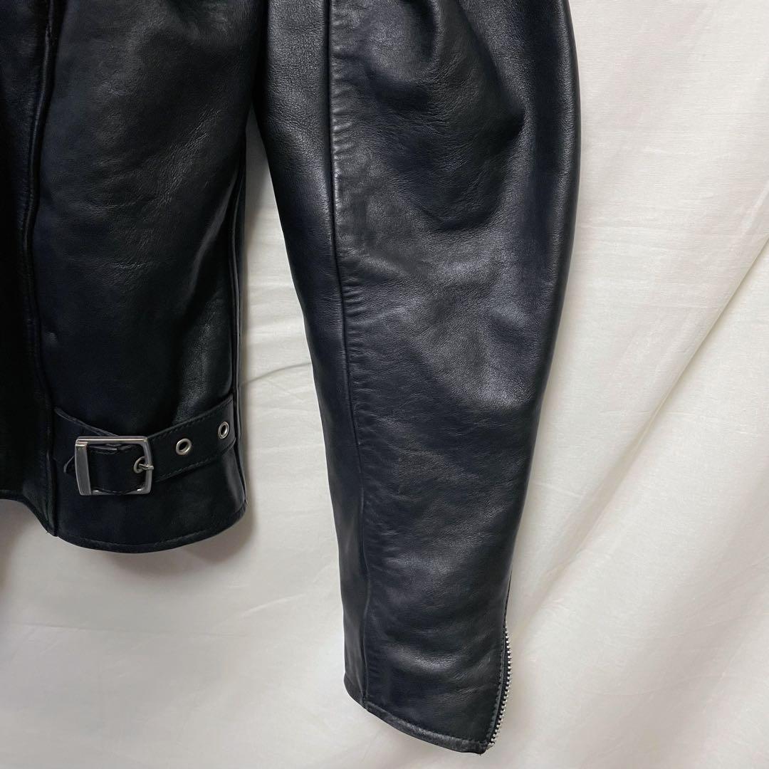 レザージャケット シングルライダースジャケット 革ジャン 切り替え ショート丈