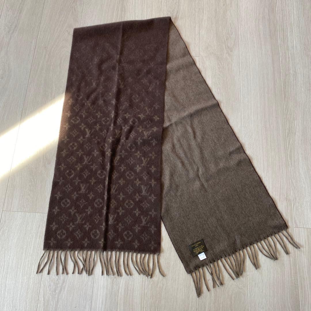 モノグラムパターン マフラー　カシミアウール