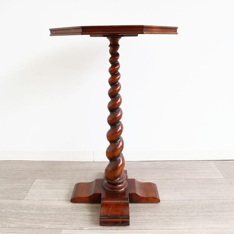 ツイスト脚マホガニー高級サイドテーブル