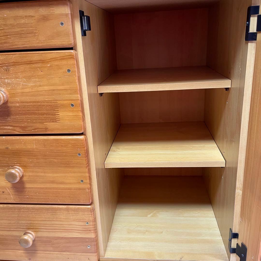 カントリー調　木製電話台　マルチFAXラック/リビングチェスト 　ガラス戸