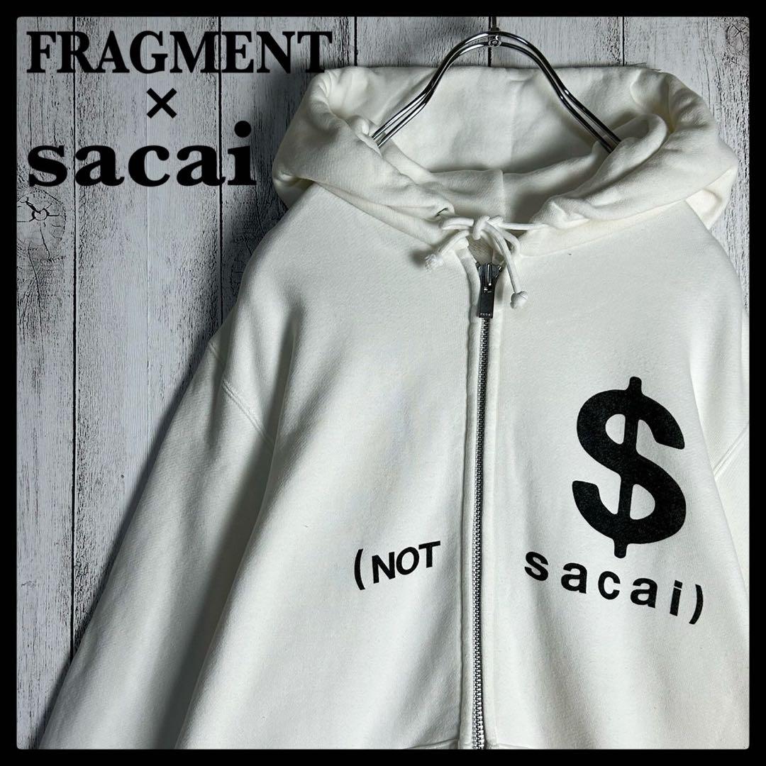 4824【定番ホワイト】サカイ×フラグメント☆ビッグロゴフルジップパーカー