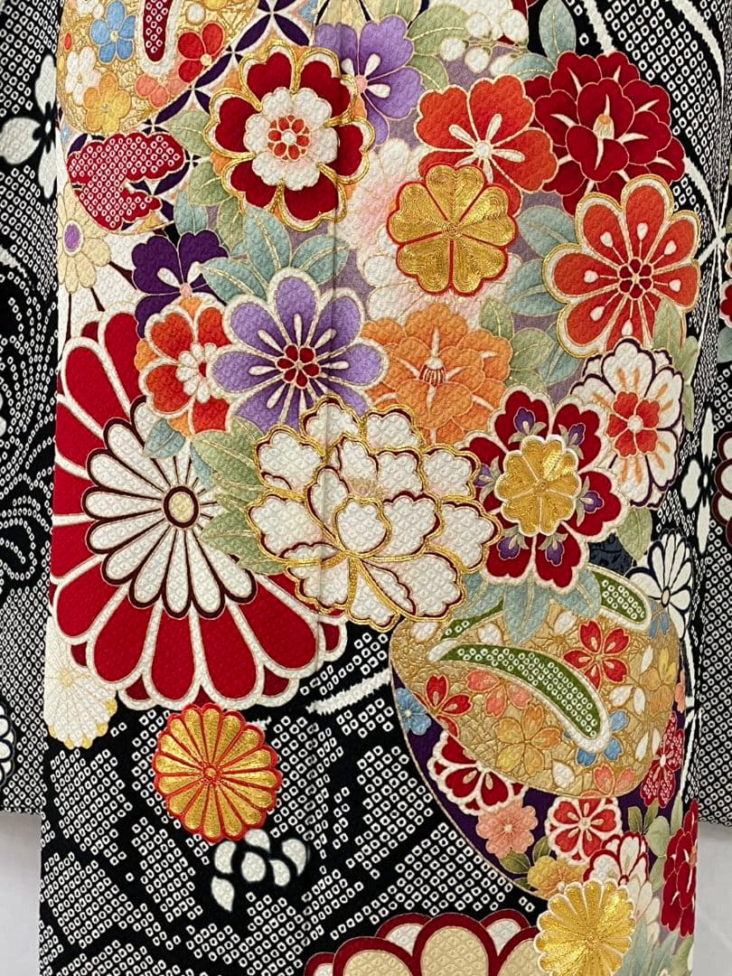 売約済み【WA-Modern】★★正絹　膨れ織り　染疋田　振袖7点フルセット★★