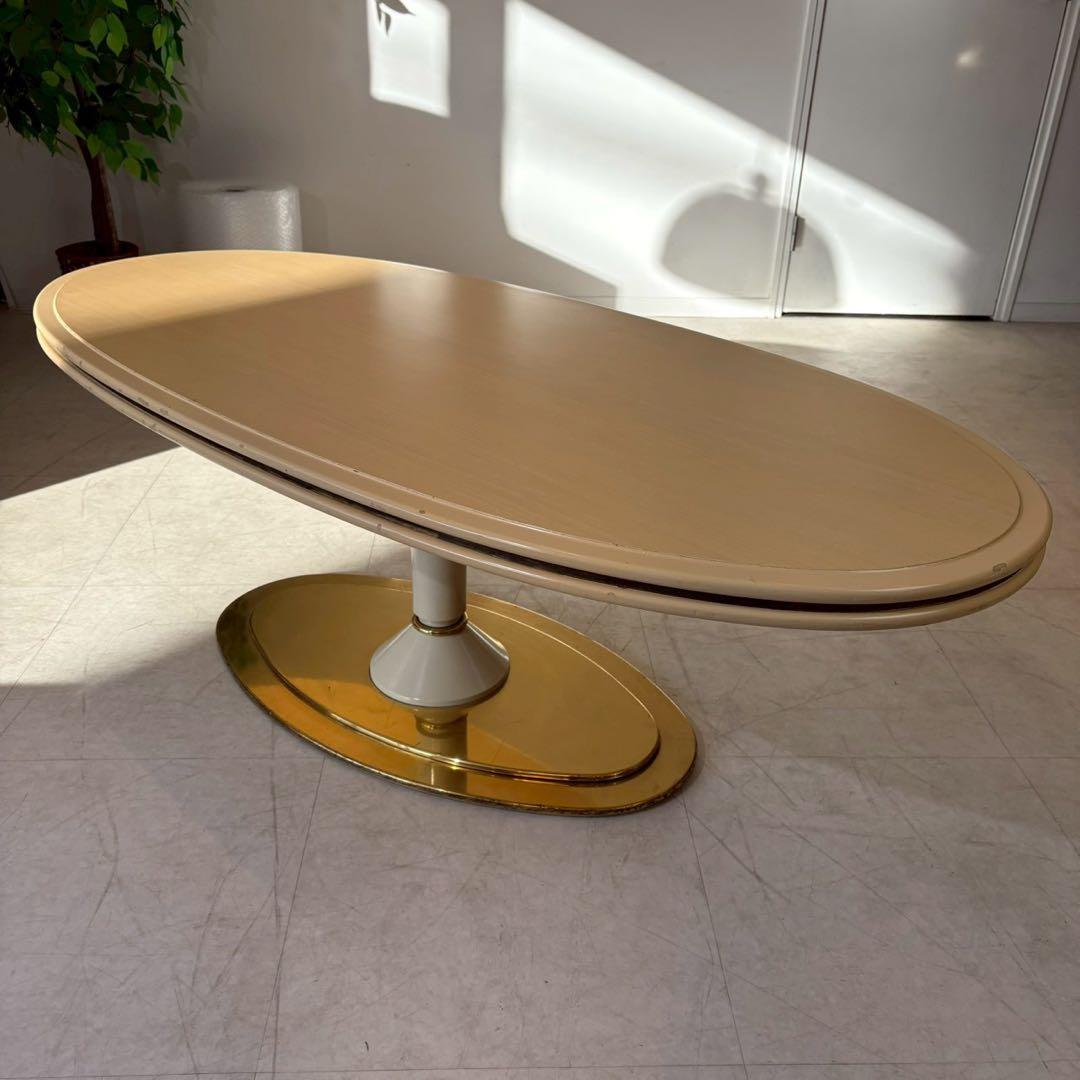 楕円テーブル　センターテーブル　リビングテーブル　ローテーブル　真鍮ベース