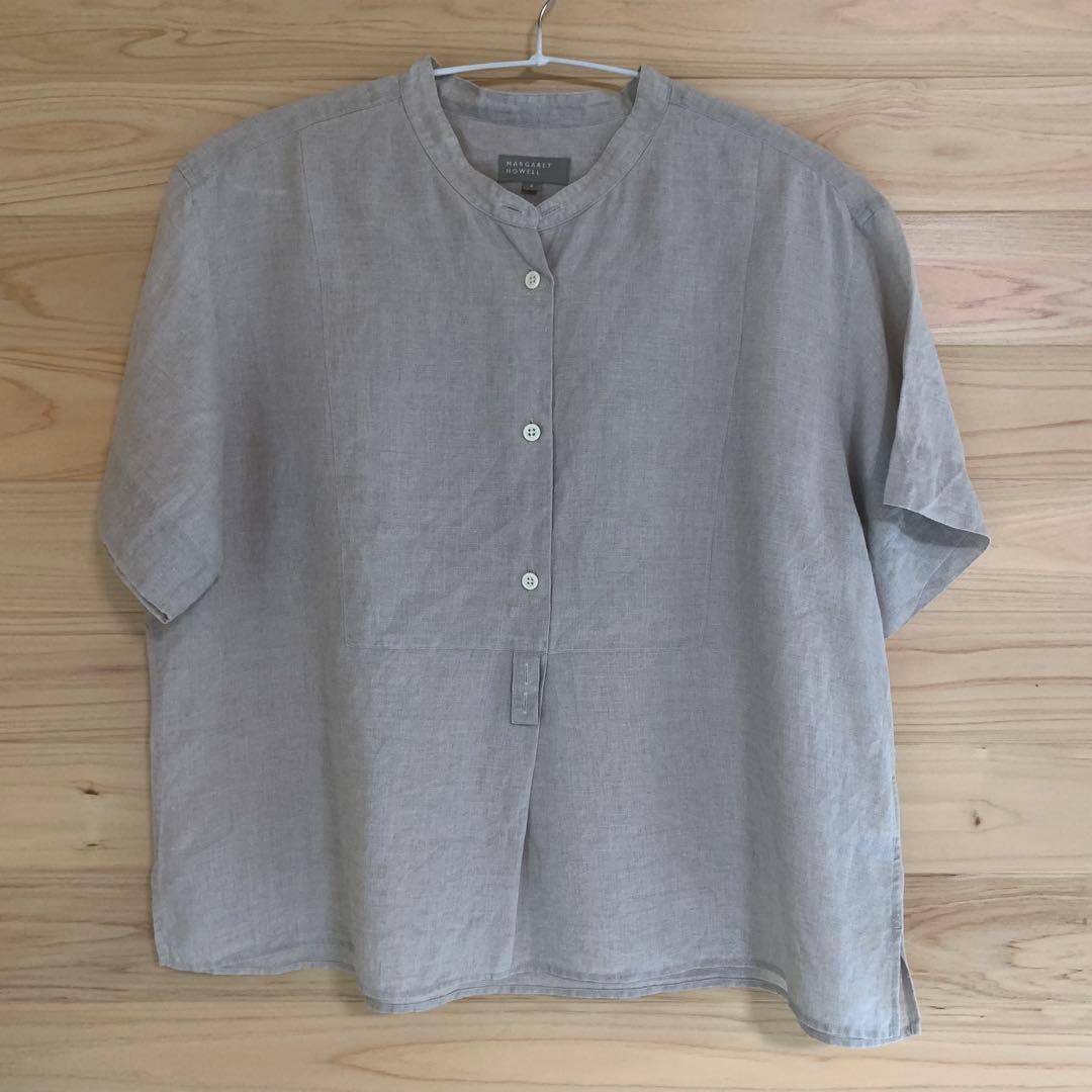 マーガレットハウエル バンドカラー リネン シャツ サイズ 2