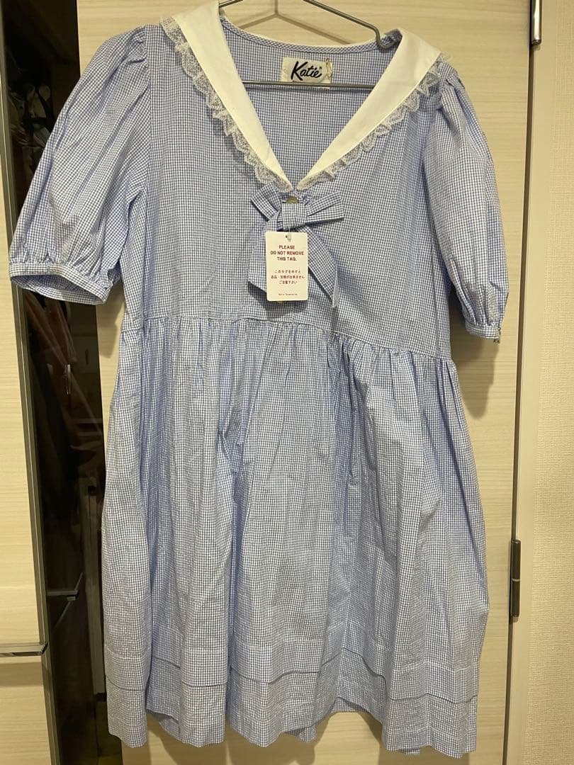 新品　Katie BABY-SITS! ギンガムチェックワンピース　ブルー