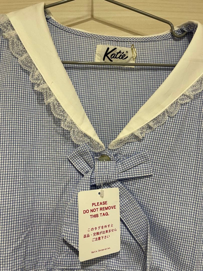 新品　Katie BABY-SITS! ギンガムチェックワンピース　ブルー