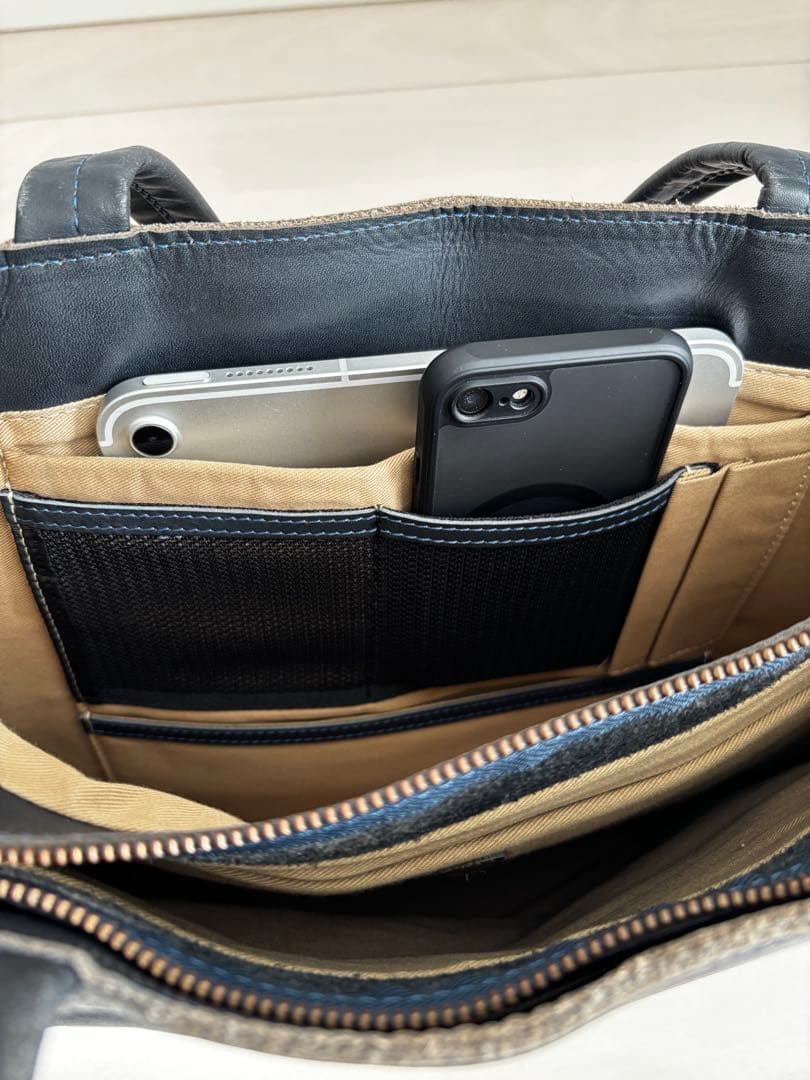 東急ハンズオリジナル　ガッドワーク　レザートート　L　37501　ネイビー