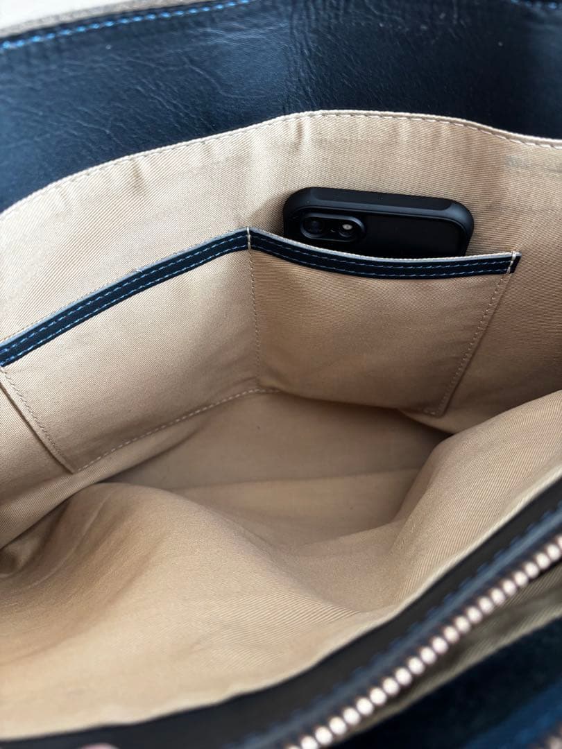 東急ハンズオリジナル　ガッドワーク　レザートート　L　37501　ネイビー