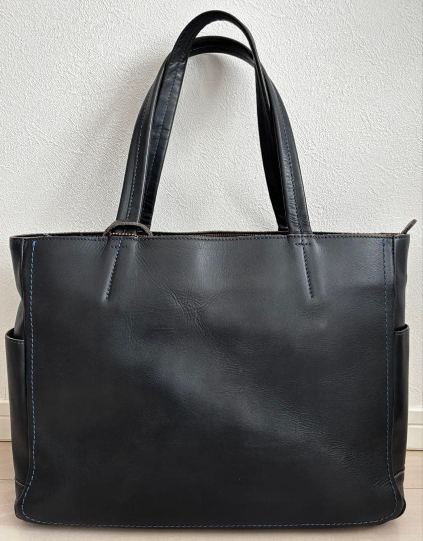 東急ハンズオリジナル　ガッドワーク　レザートート　L　37501　ネイビー