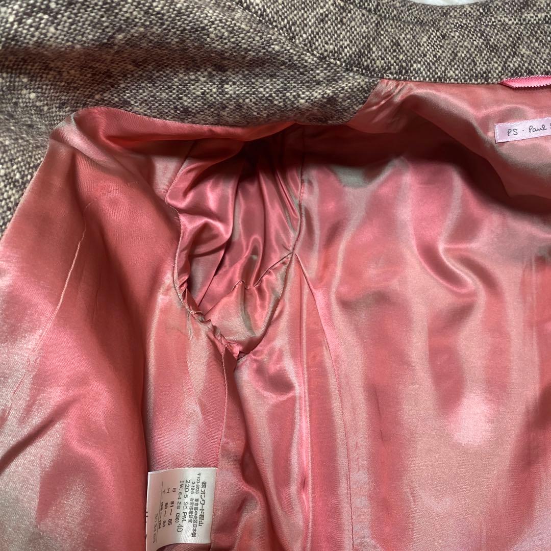 食米過子 ポールスミス　ツイード　ベルト　アンゴラ混　ブラウン　スリット