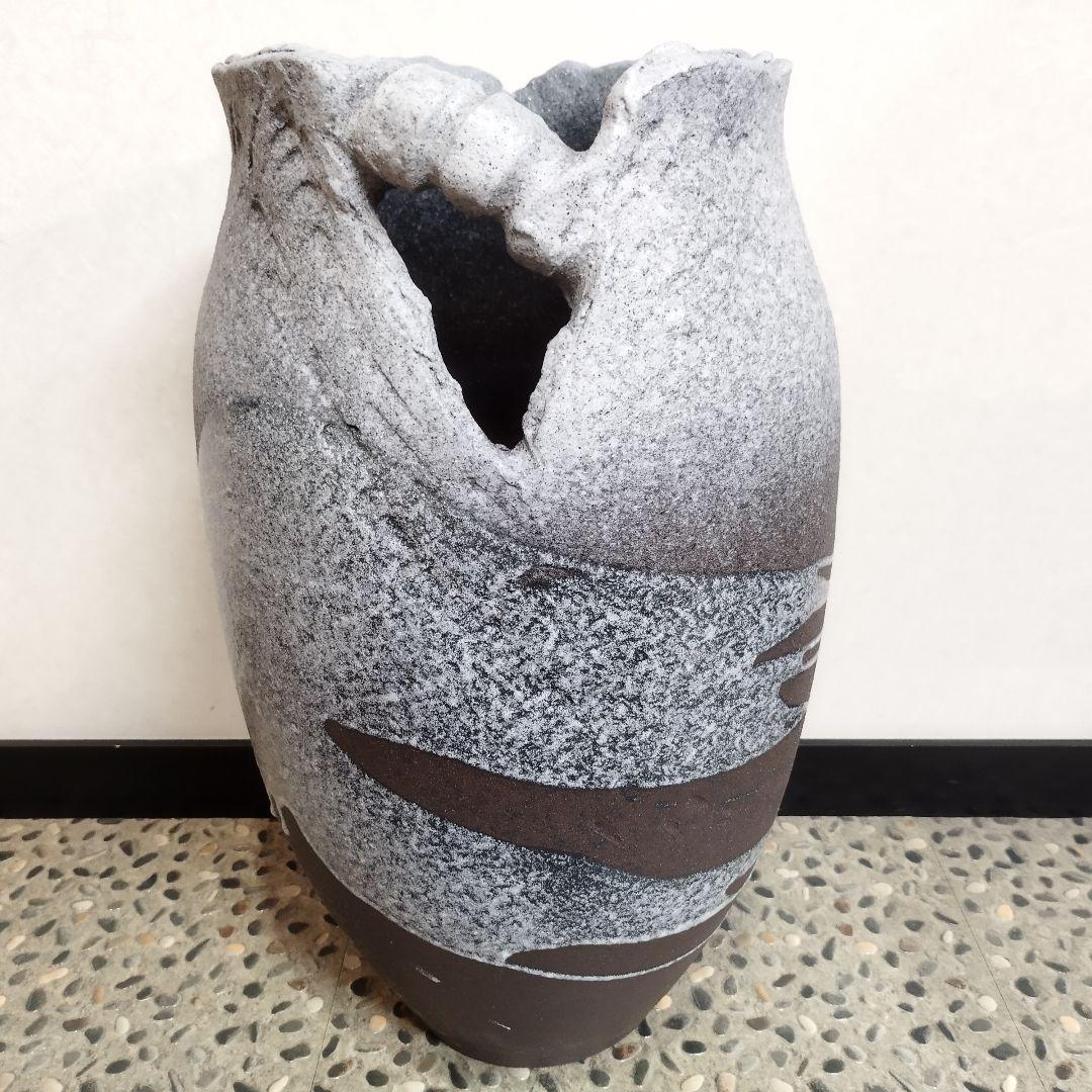 値下げ【新品・未使用】浅紫ひねり手　大壺傘立　へちもん　信楽焼　壺　傘立て