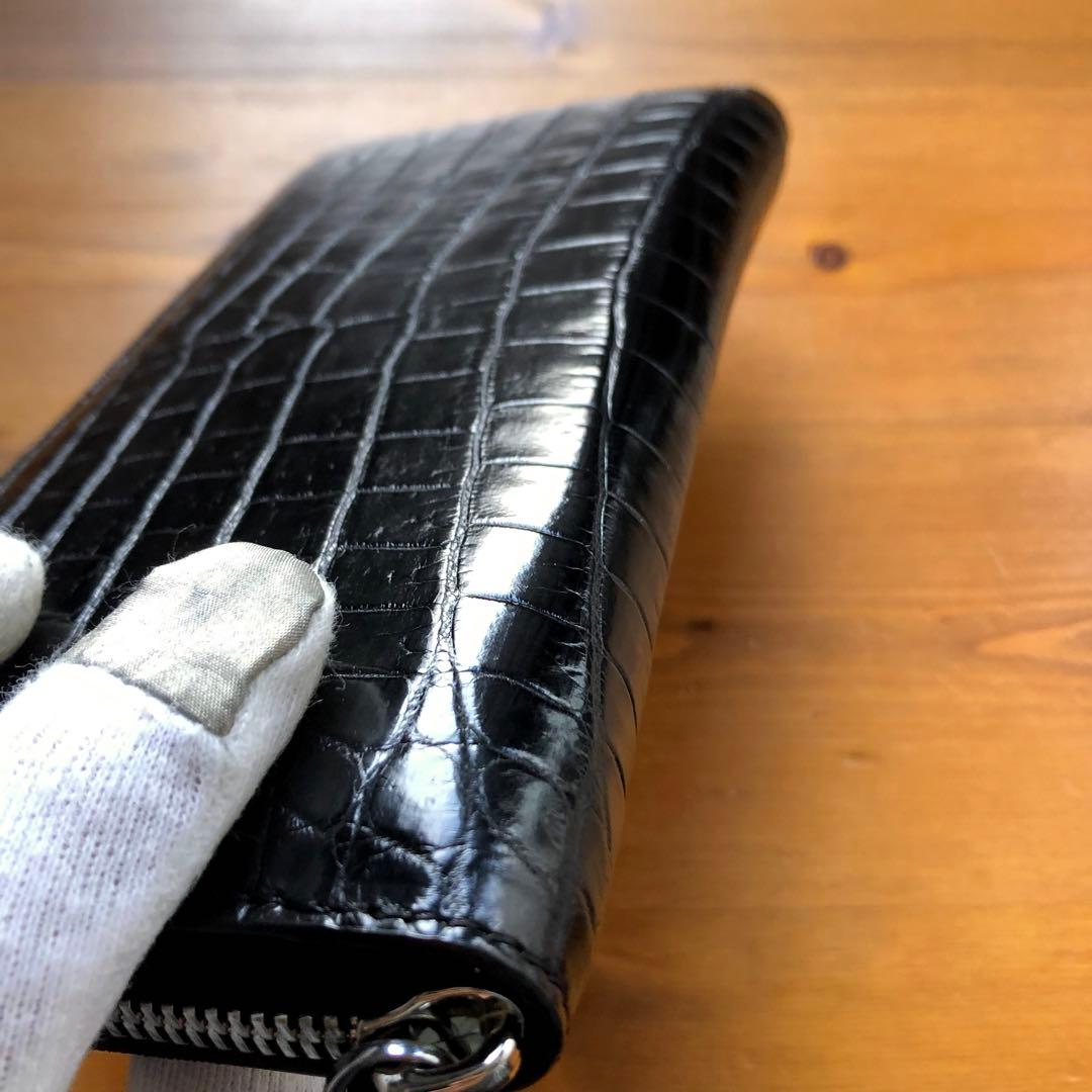【クロコ1枚革】クロコダイル 最高級長財布 サイフ メンズ ワニ革 レザー