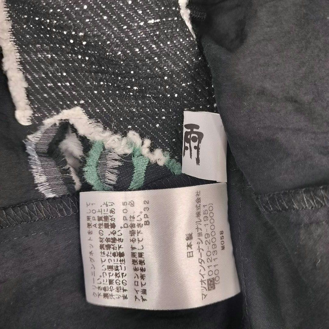 慈雨 かぶら刺繍ブラウス アシンメトリー 黒×白　総柄