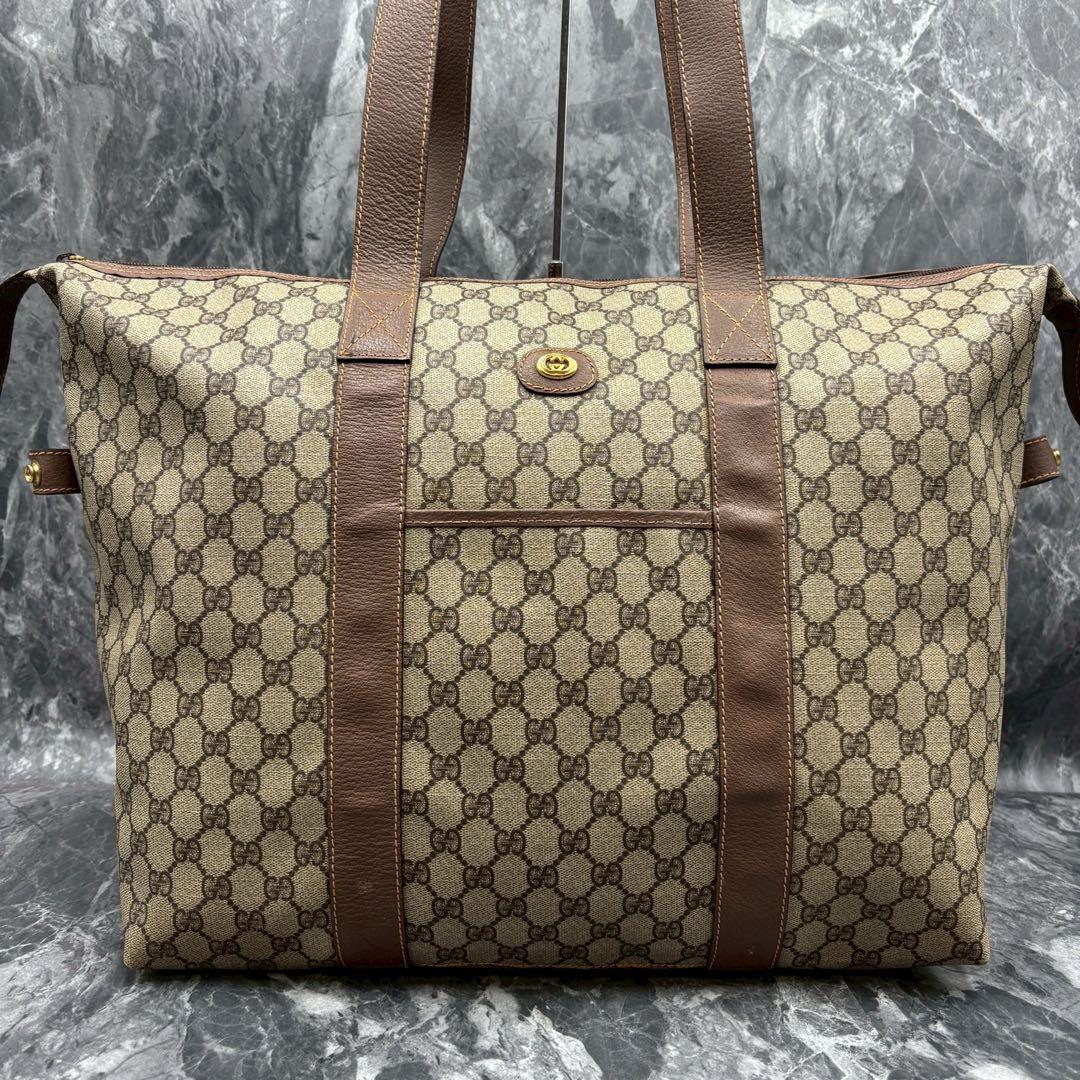 ✨美品✨GUCCI GG ボストンバッグ ブラウン ベージュ レザー ロゴ 金具