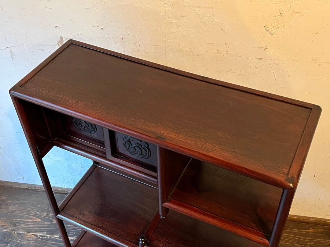 紫檀 違い棚 飾り棚 インテリア アンティーク 小ぶり