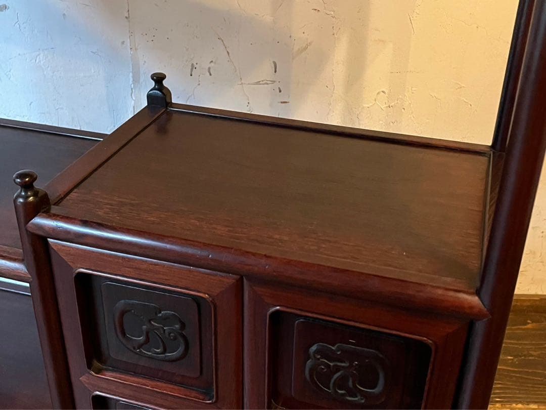 紫檀 違い棚 飾り棚 インテリア アンティーク 小ぶり