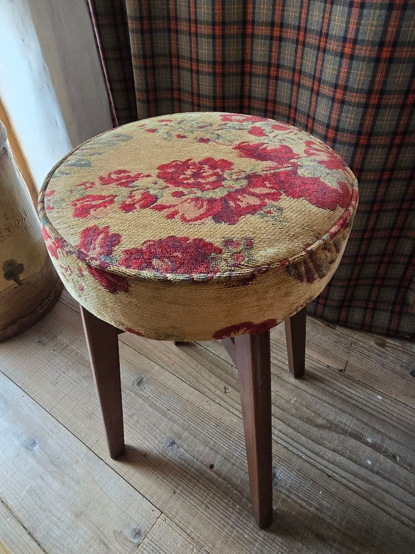 土日値下げ　アンティーク　スツール　ファブリック