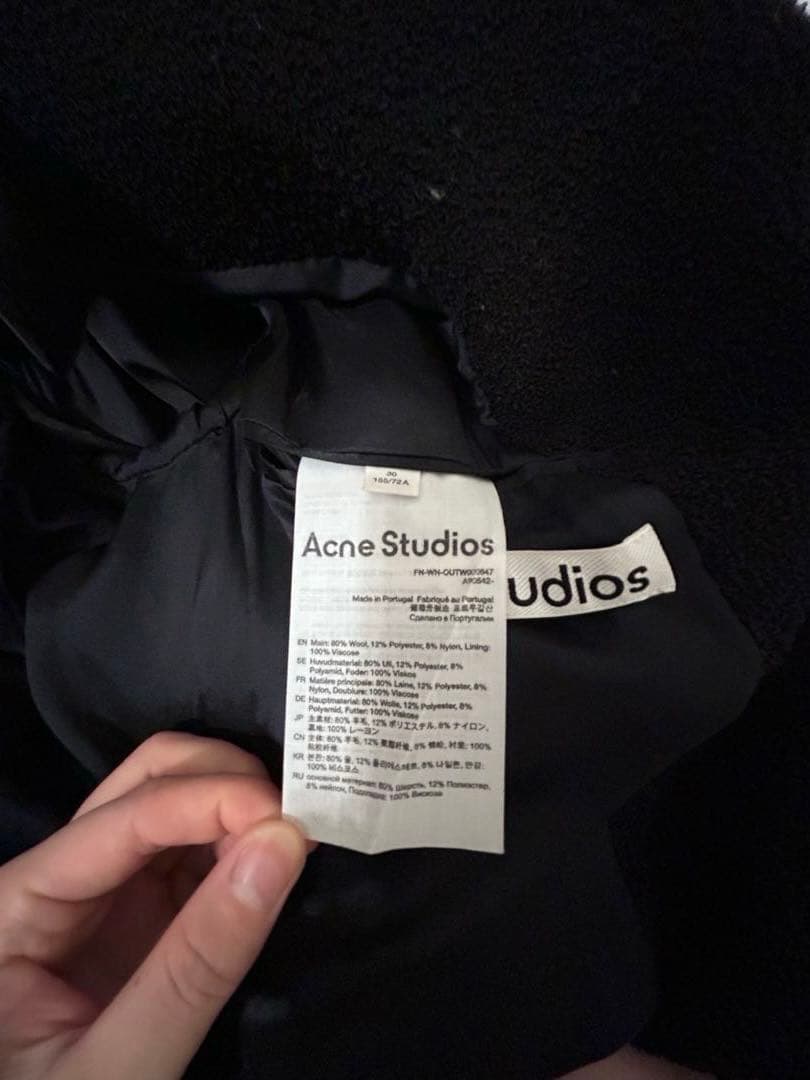 Acne Studios ブラック ダブルブレストコート　サイズ30