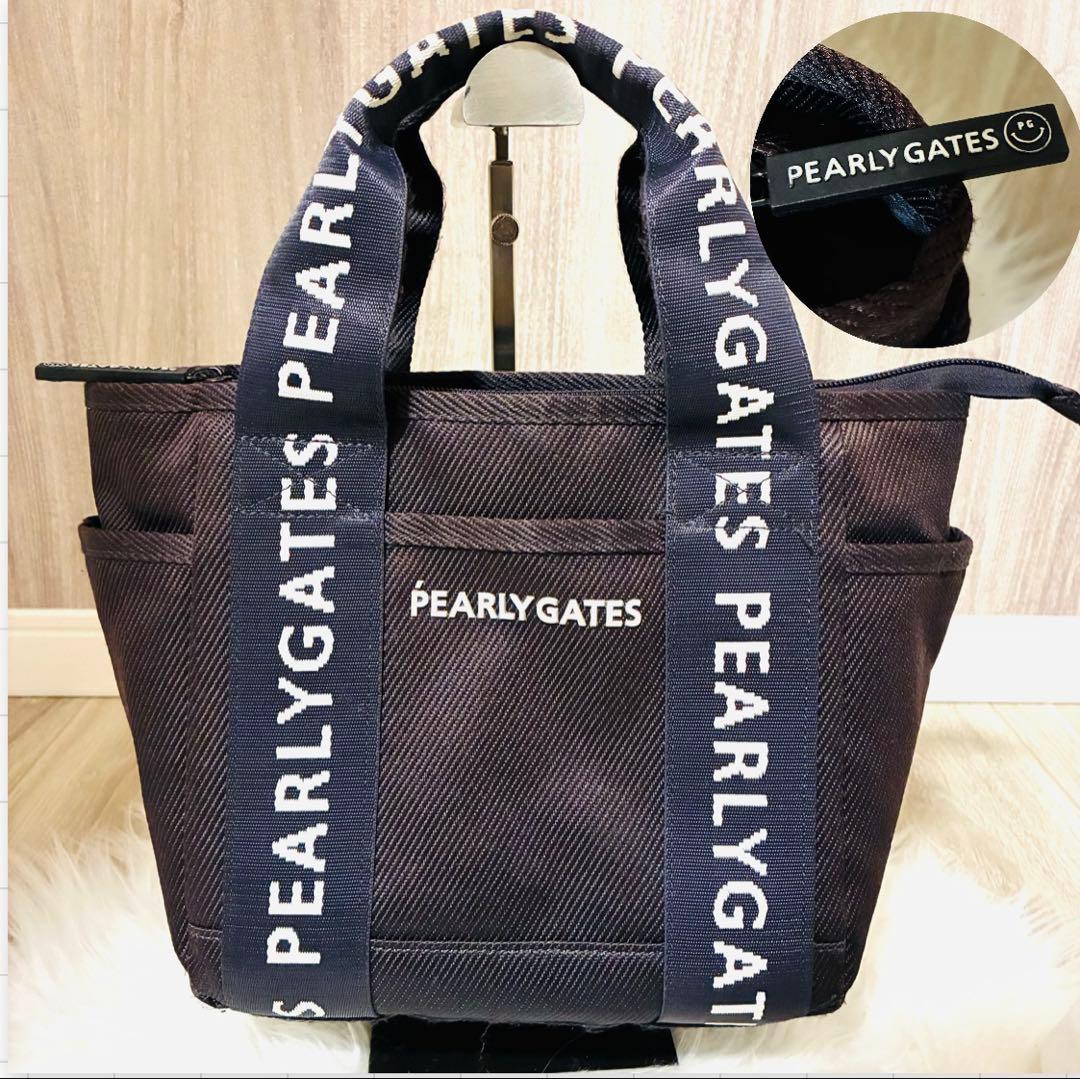 パーリーゲイツ　カートバッグ　ロゴ総柄　PG ニコちゃん　ネイビー