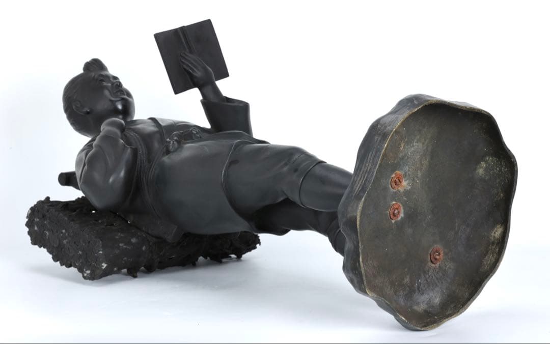 r*3様 二宮金次郎像 青銅製ブロンズ像 特大80cm 陽峰作 時代物 古美術