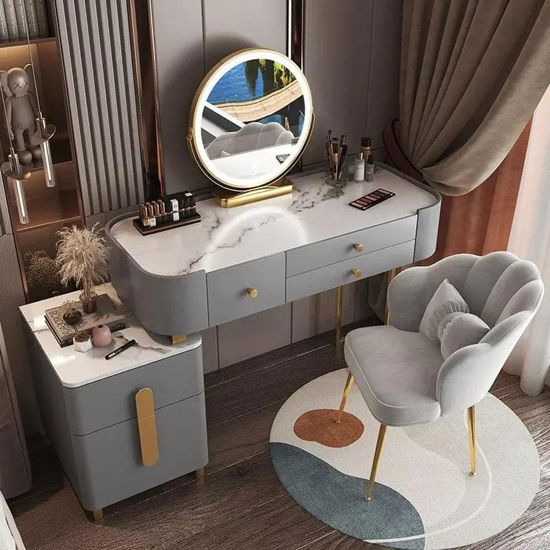 大理石天板化粧台 デスクのみ 訳あり品写真をご確認J205-80-47