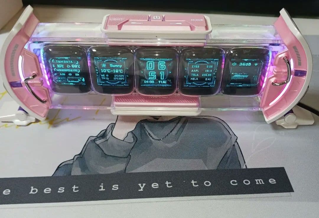 Divoom Times Gate ピンク デジタル 置き時計 ピクセルアート