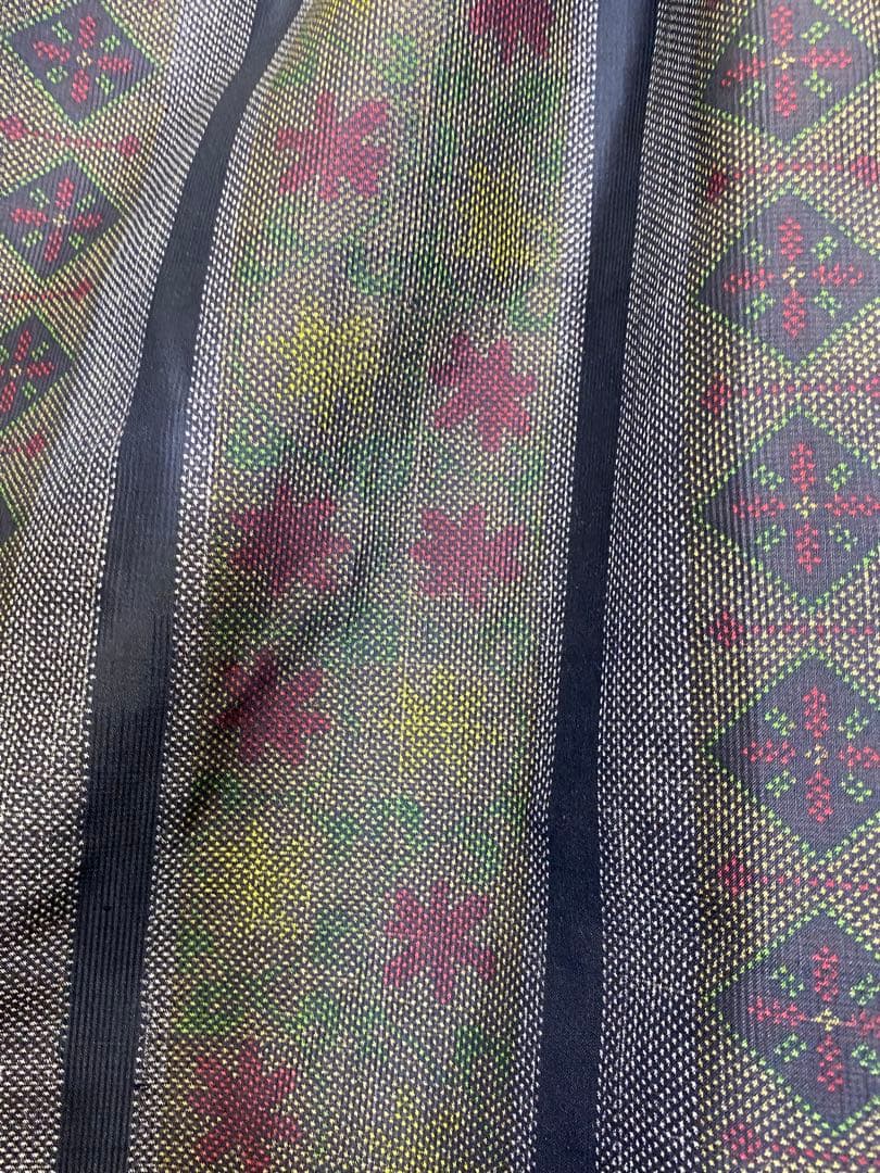 大島紬 フリル襟 ワンピース