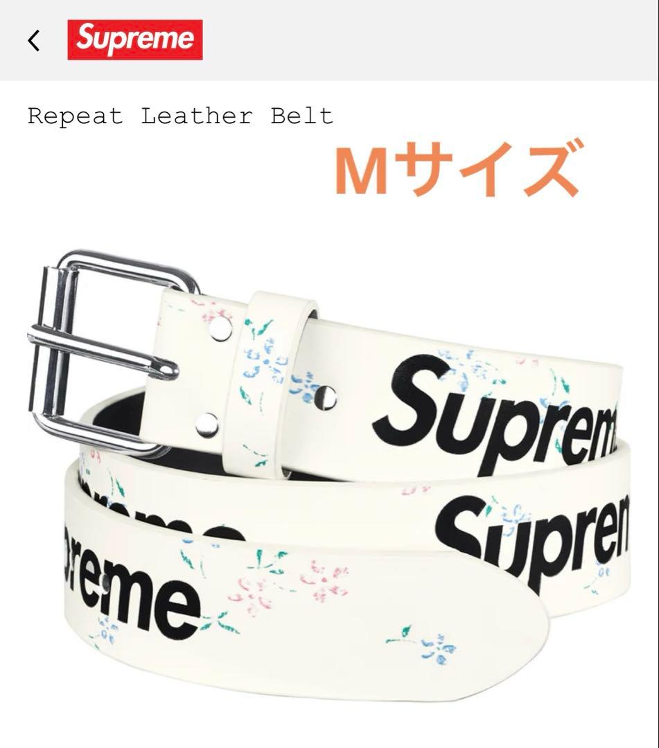 Supreme Repeat Leather Belt ホワイト