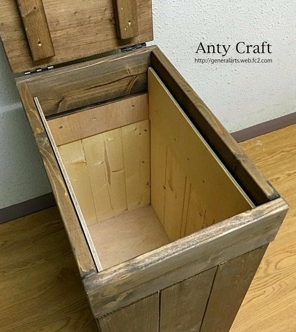 45L対応ゴミ箱 (スリムタイプ) ハンドメイドアンティーク風ダストボックス