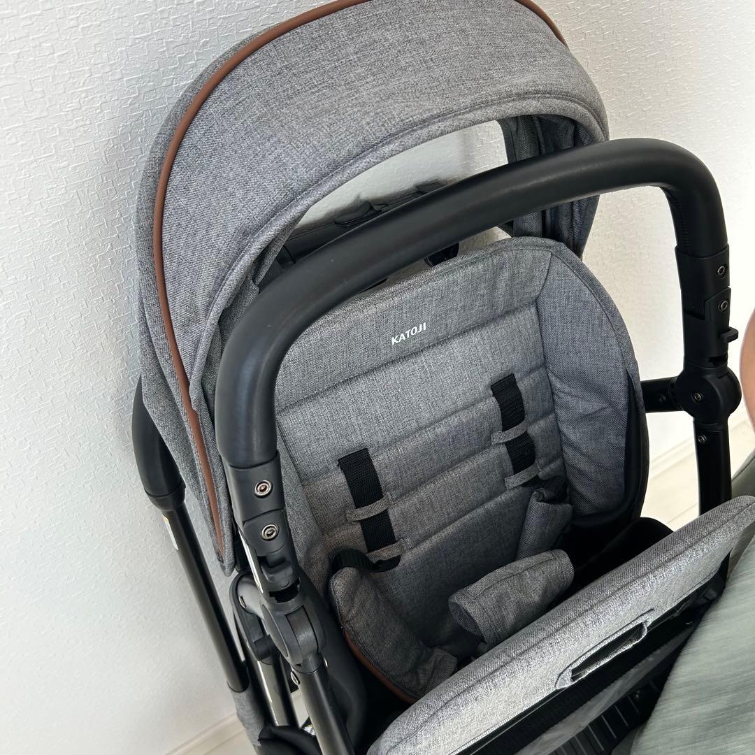 【美品】KATOJI ベビーカー 2-Seater（グレー）　リアシート付き