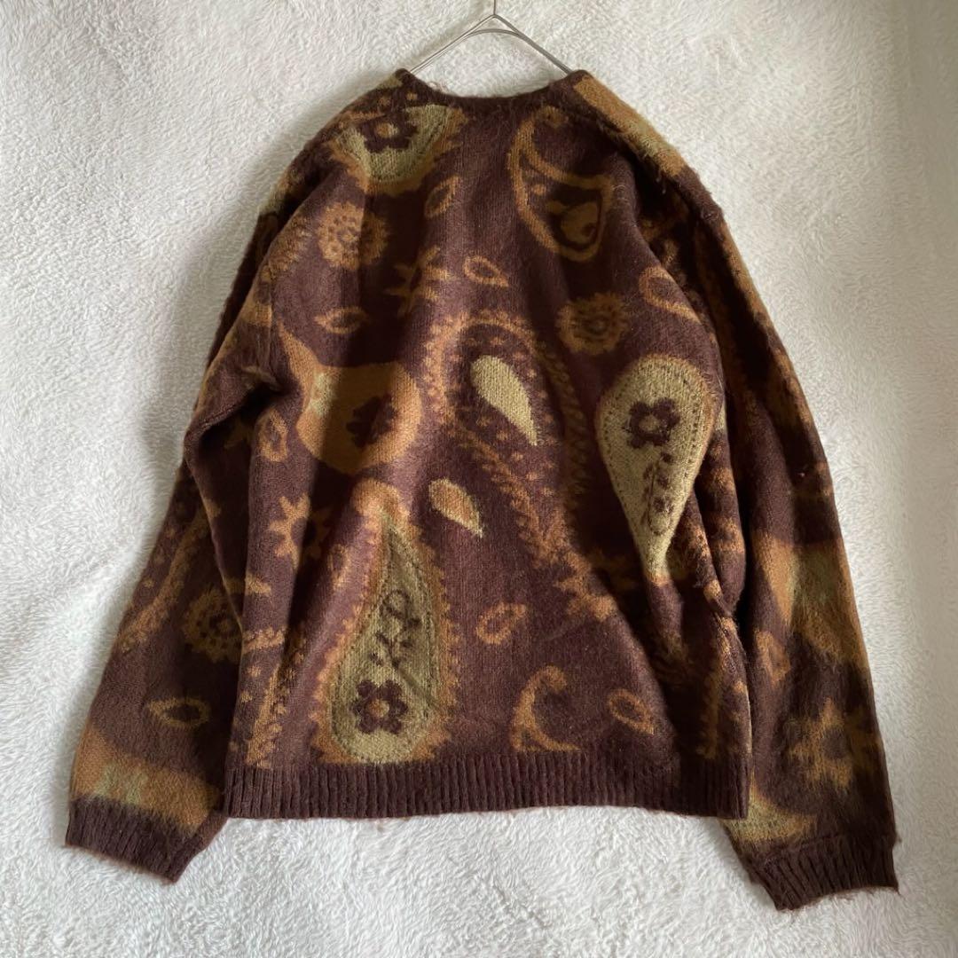 TOWNCRAFT ペイズリー　シャギーカーディガン　アクリル　ブラウン　M