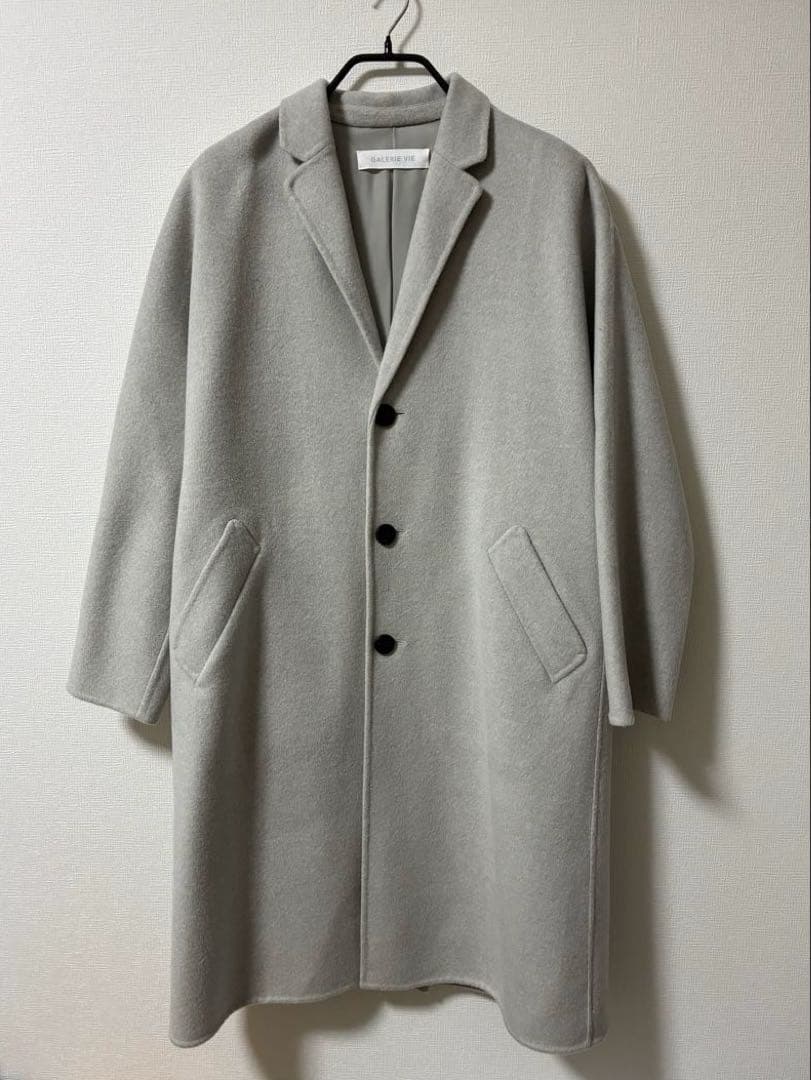 GALERIE VIE ウールダブルフェイスチェスターコート　ライトグレー