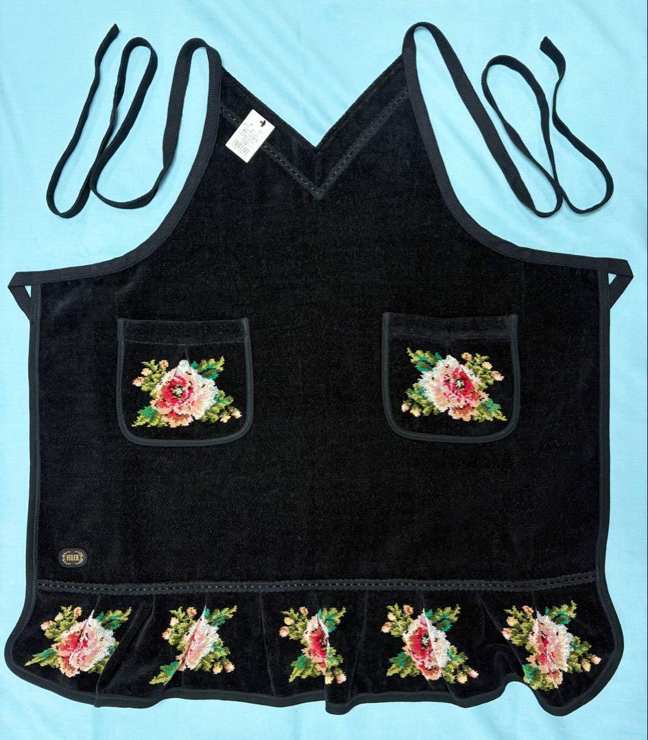 FEILER フェイラー シュニール織 ムーンライトフラワー エプロン ブラック