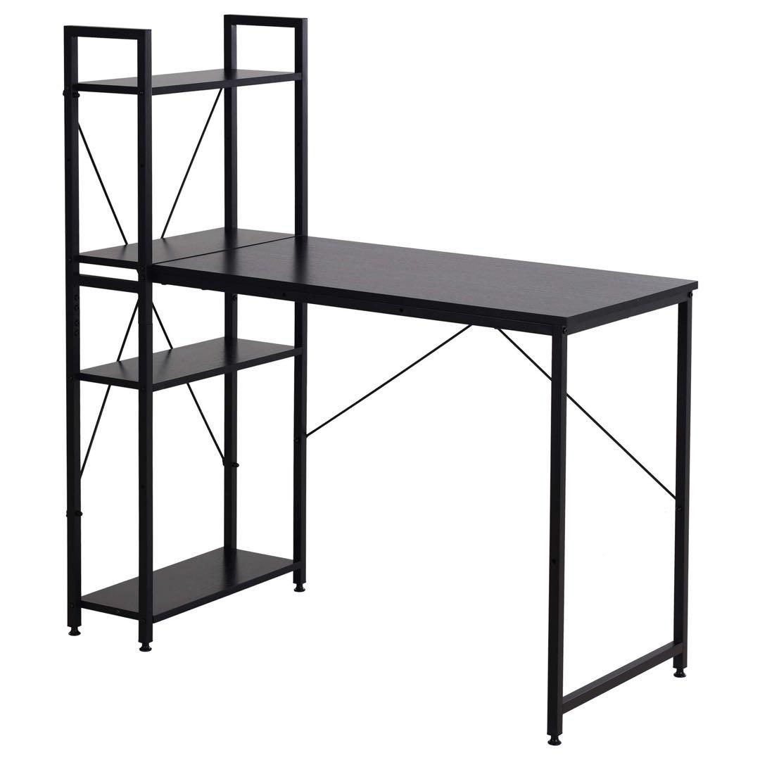 パソコンデスク ラック付き 調整可能デスク ワークデスク 木製  黒