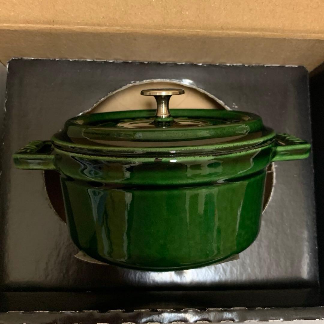 【未使用品】ストウブ ピコココットラウンド 10 バジル 小さい ホーロー鍋