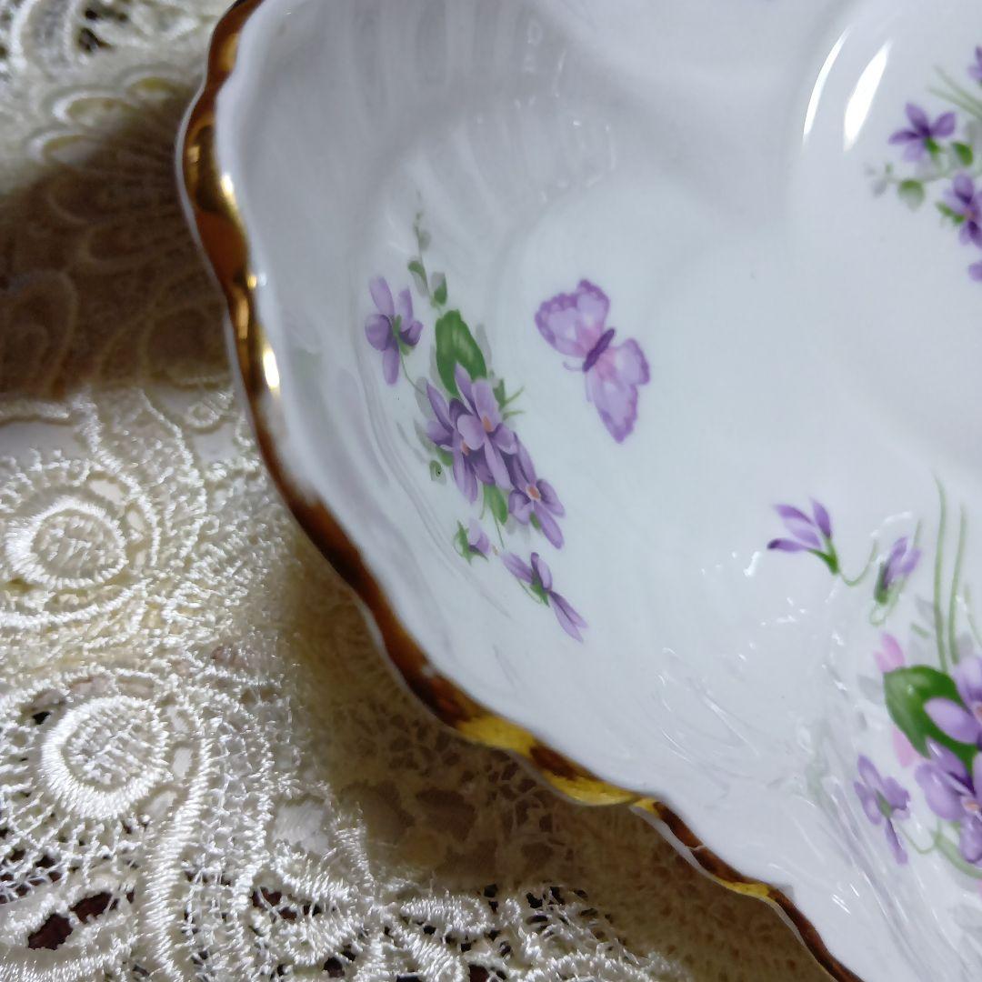 英国製 エインズレイ ワイルドバイオレット ボウル 大