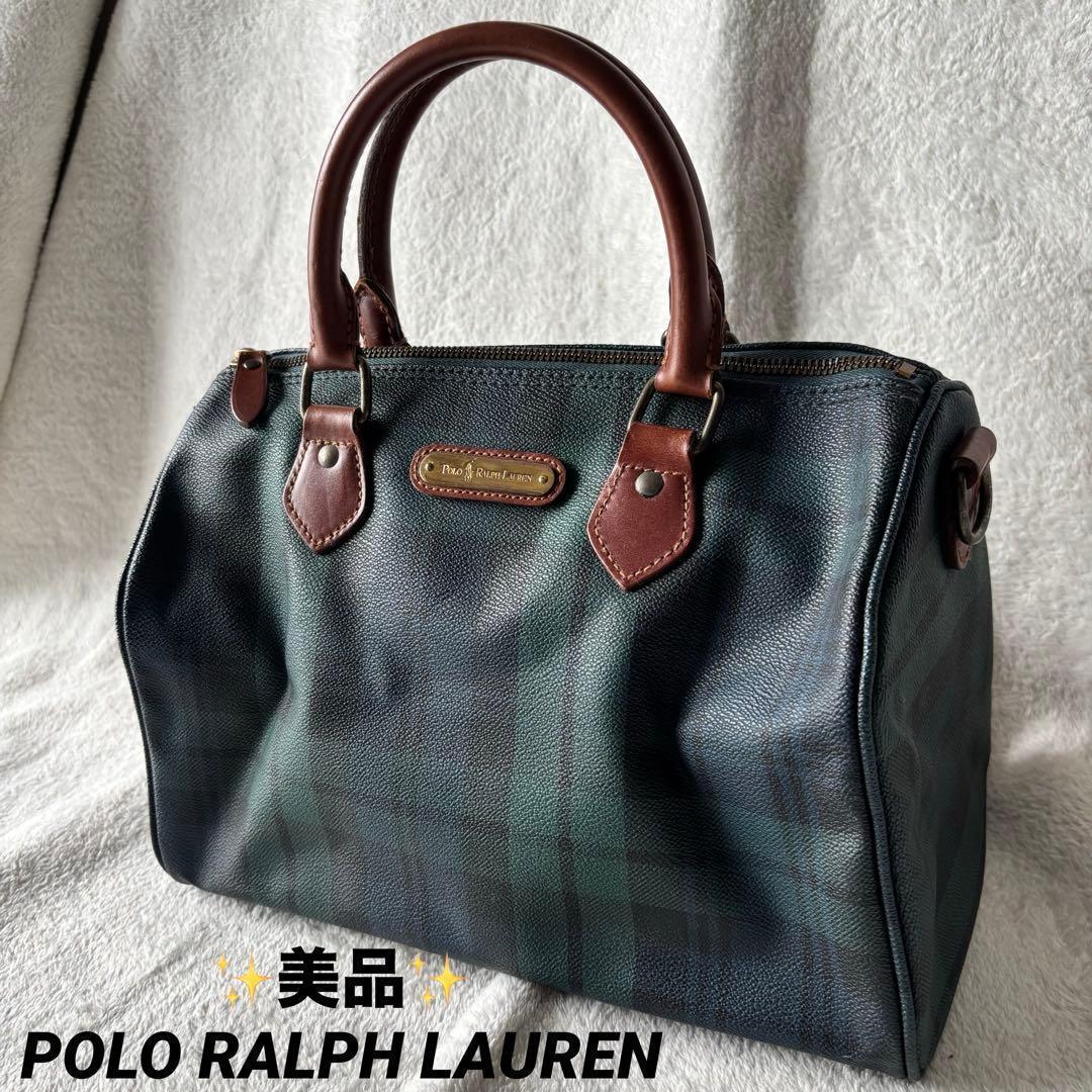 ✨️美品✨️ ポロラルフローレン ミニボストンバッグ グリーン PVCレザー 緑