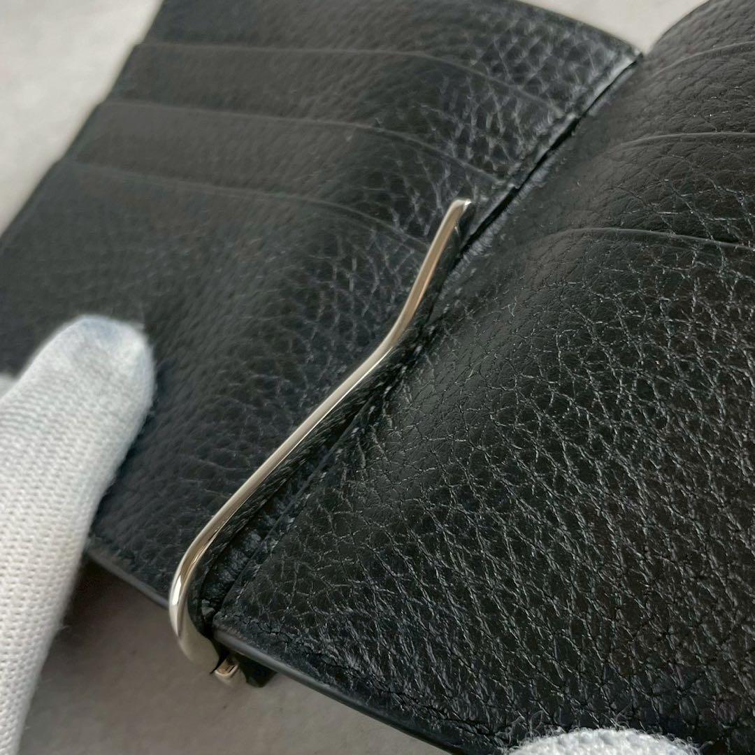 【未使用級 現行】グッチ マネークリップ シマ GG ブラック レザー