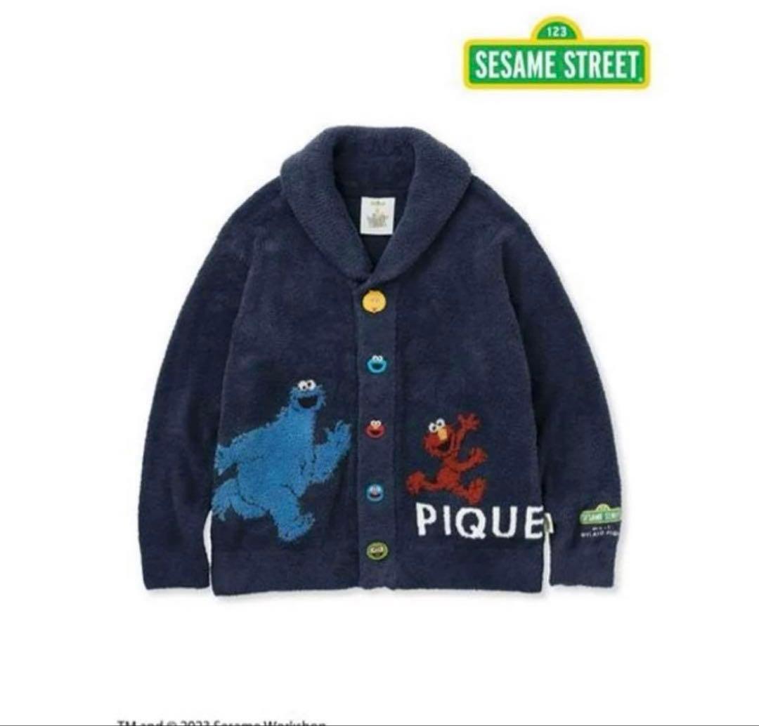 ジェラートピケ　セサミストリート　ジャガードショールカーディガン
