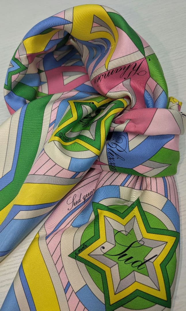 HERMES カレ スカーフ 90 未使用品！コンパスローズ