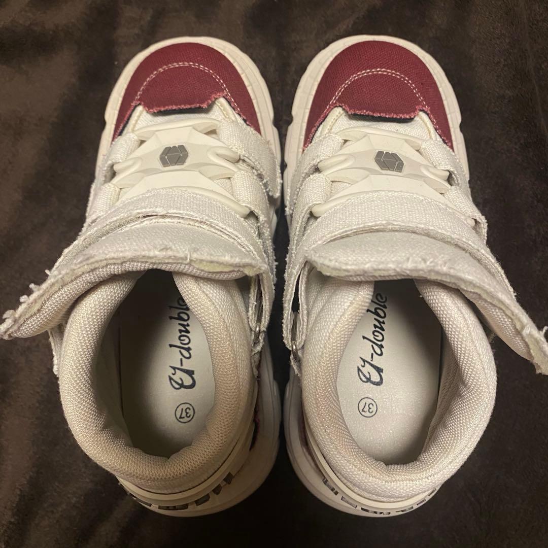 NEW ROCK風　ニューロック スニーカー　ベージュ　赤　ベルト　厚底