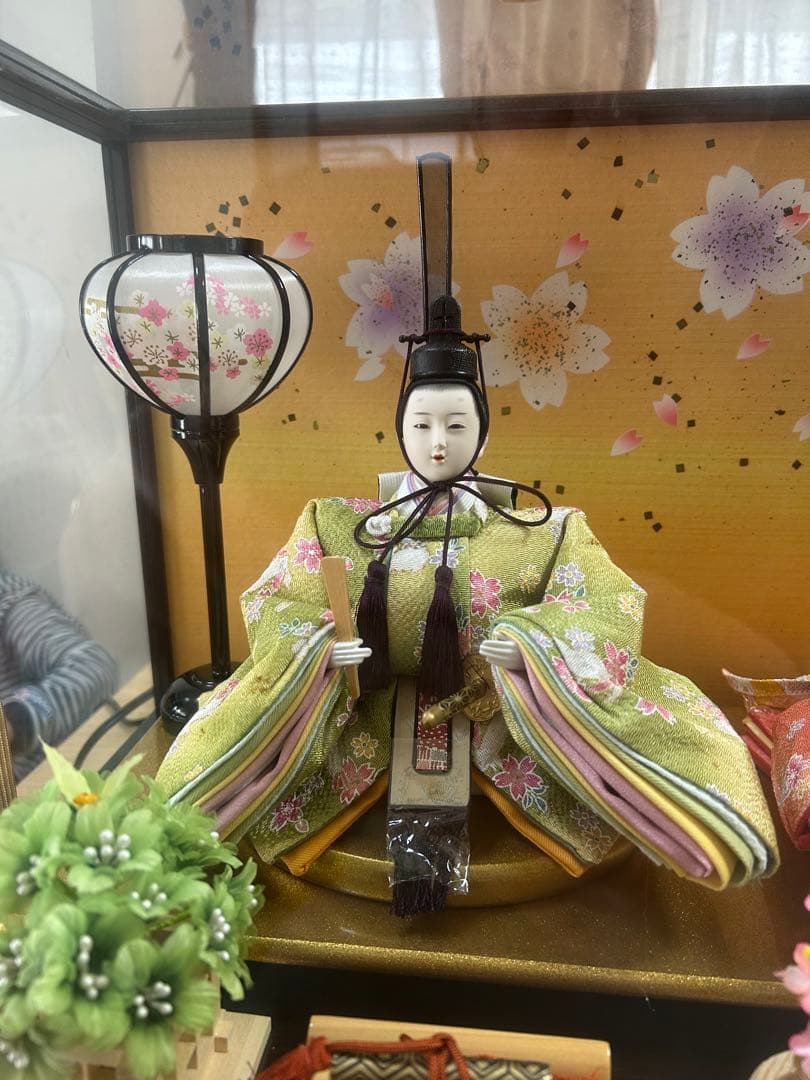 雛人形 親王飾り ガラスケース入り ひな人形 お内裏様 お雛様（オルゴール付き）