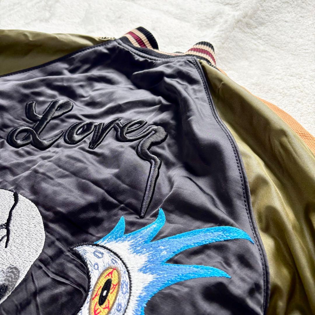 COACH コーチ スカジャン サテン 黒 刺繍 リバーシブル キルティング