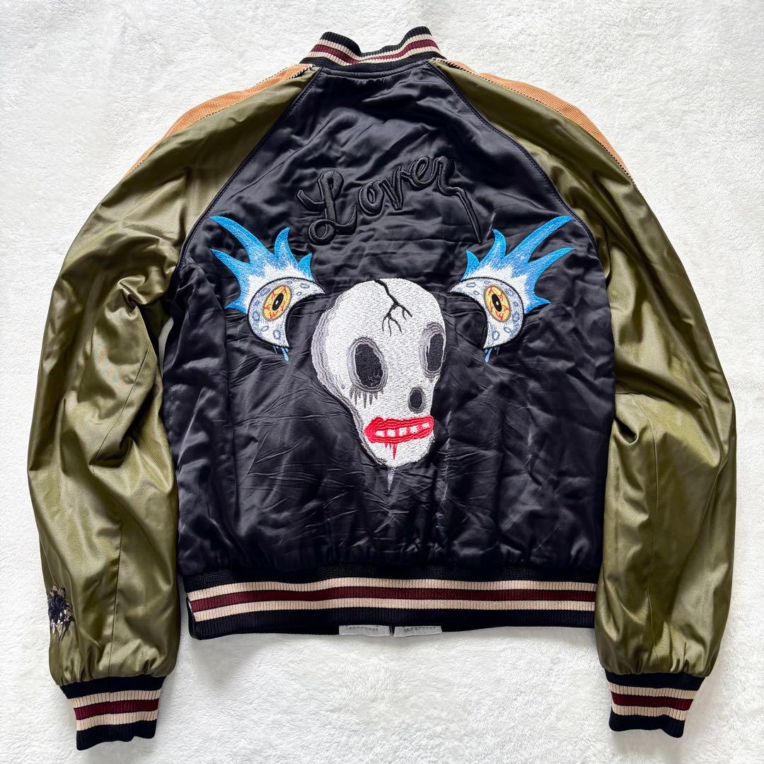 COACH コーチ スカジャン サテン 黒 刺繍 リバーシブル キルティング